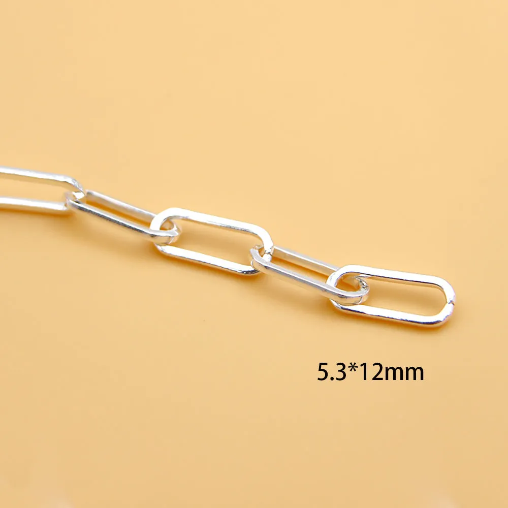 Sold by the Foot BULK Solid 925 Sterling Silver Rectangle Cable Chain Jewelry Making