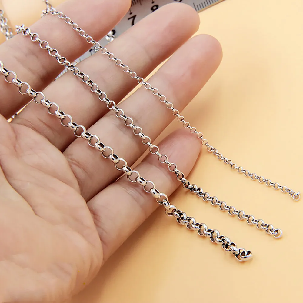 Sold by the Foot BULK Solid 925 Sterling Silver Rolo Belcher Chain Jewelry Making