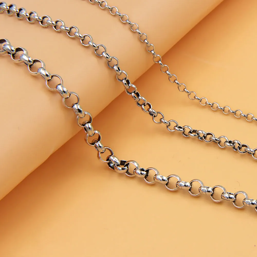 Sold by the Foot BULK Solid 925 Sterling Silver Rolo Belcher Chain Jewelry Making