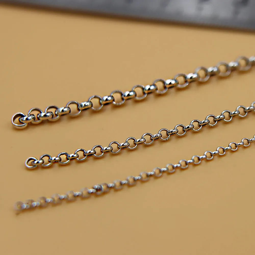 Sold by the Foot BULK Solid 925 Sterling Silver Rolo Belcher Chain Jewelry Making