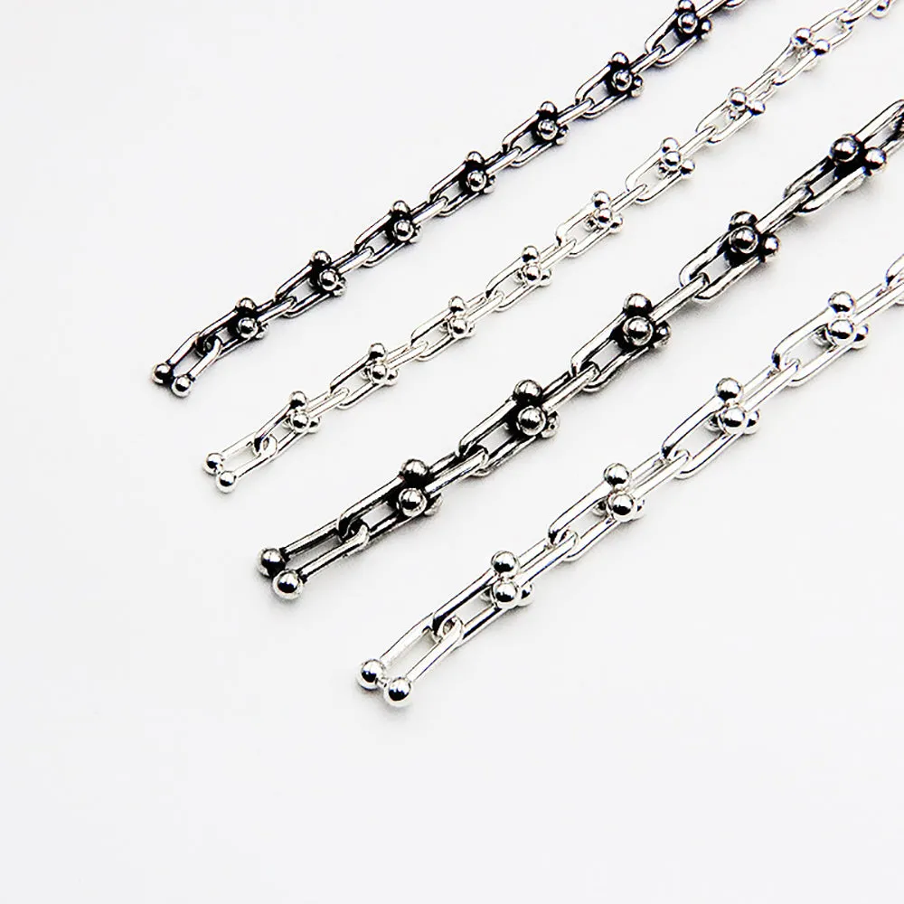 Sold by the Foot BULK Solid 925 Sterling Silver U-shaped Horseshoe Chain Jewelry Making