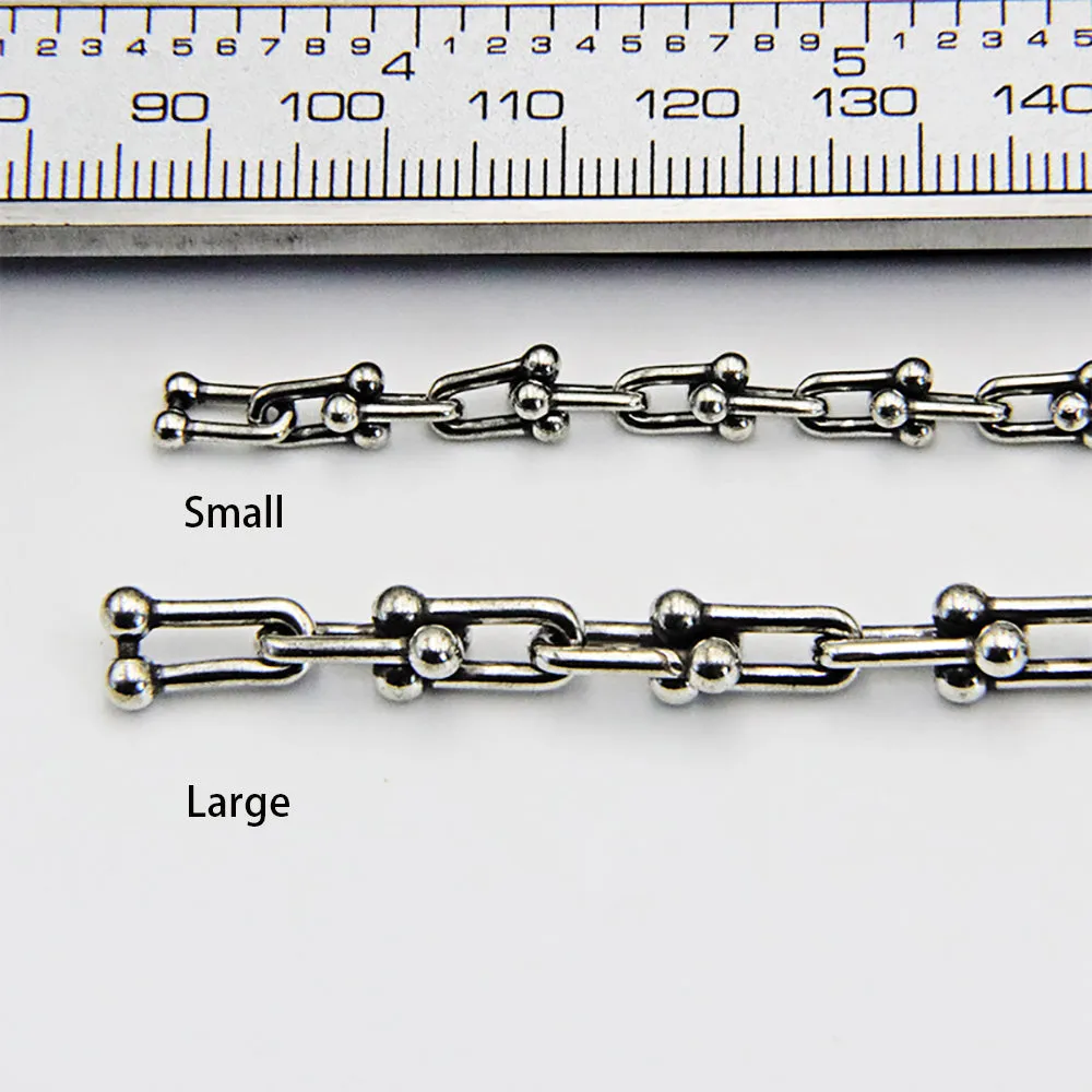 Sold by the Foot BULK Solid 925 Sterling Silver U-shaped Horseshoe Chain Jewelry Making