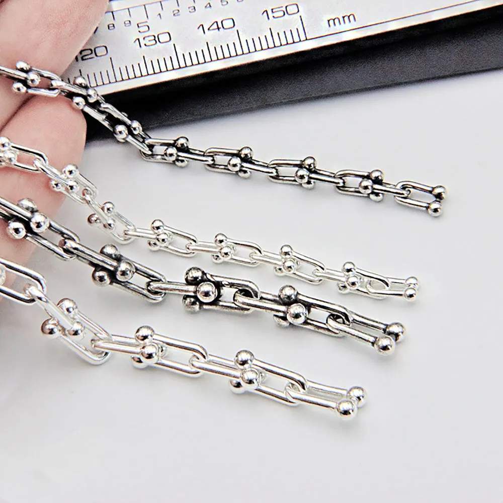 Sold by the Foot BULK Solid 925 Sterling Silver U-shaped Horseshoe Chain Jewelry Making