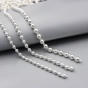 Sold by the Foot BULK Solid 990 Sterling Silver 3mm 4mm 5mm Round Bead Chain