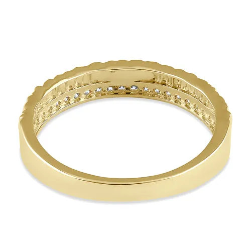 Solid 14K Gold Hammered Engagement CZ Ring