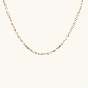 SOLID 14K YELLOW GOLD 20-22" ADJUSTABLE CABLE CHAIN
