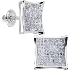 Solid 14kt White Gold .33 Carat Micro Pav ﾬ Genuine Diamond Earrings