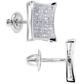 Solid 14kt White Gold .33 Carat Micro Pav ﾬ Genuine Diamond Earrings