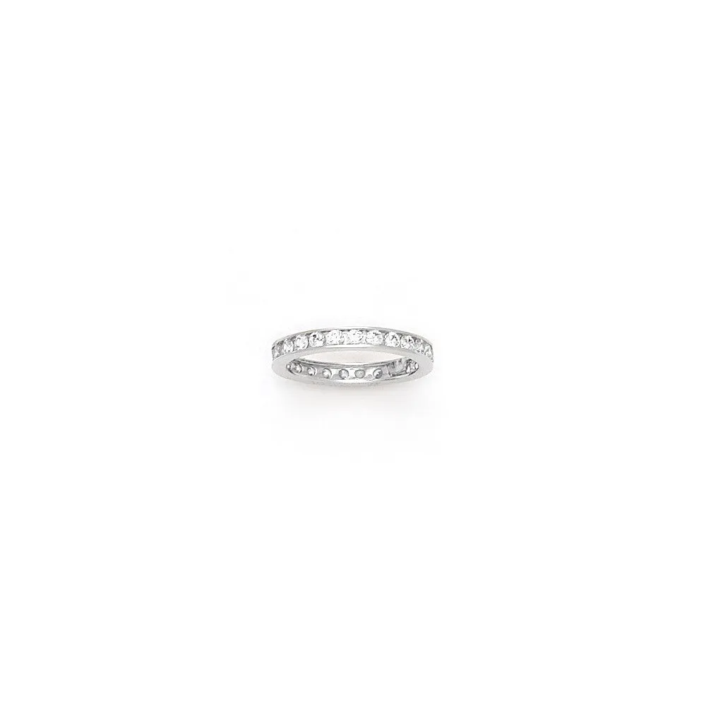 Solid 14kt White Gold Cubic Zirconia Eternity Toe Ring - Size 4.5