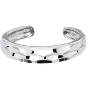 Solid 14kt White Gold Diamond Cut Band Toe Ring