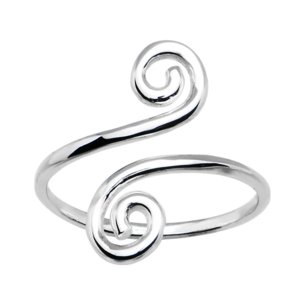 Solid 14kt White Gold Scrolled Toe Ring