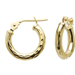 Solid 14KT Yellow Gold 1/2 Inch Twist Pattern Hoop Earrings