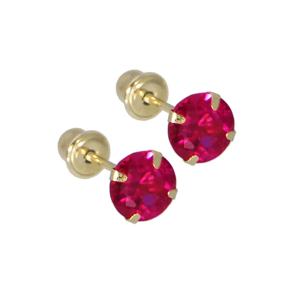 Solid 14kt Yellow Gold .47 Carat Cubic Zirconia JANUARY Birthstone Earrings