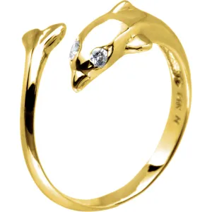 Solid 14kt Yellow Gold Dolphin Toe Ring