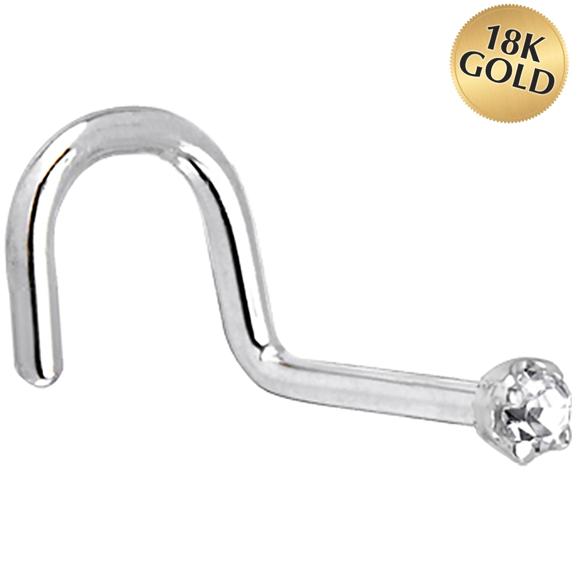 Solid 18KT White Gold (April) 1.5mm Genuine Diamond Nose Ring