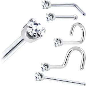 Solid 18KT White Gold (April) 1.5mm Genuine Diamond Nose Ring