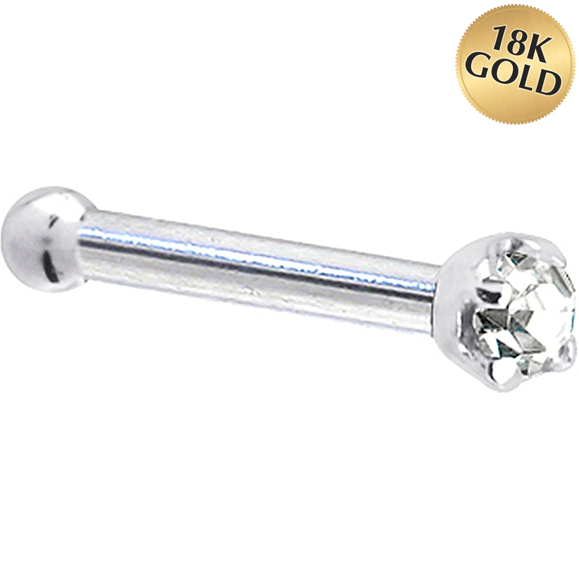 Solid 18KT White Gold (April) 1.5mm Genuine Diamond Nose Ring
