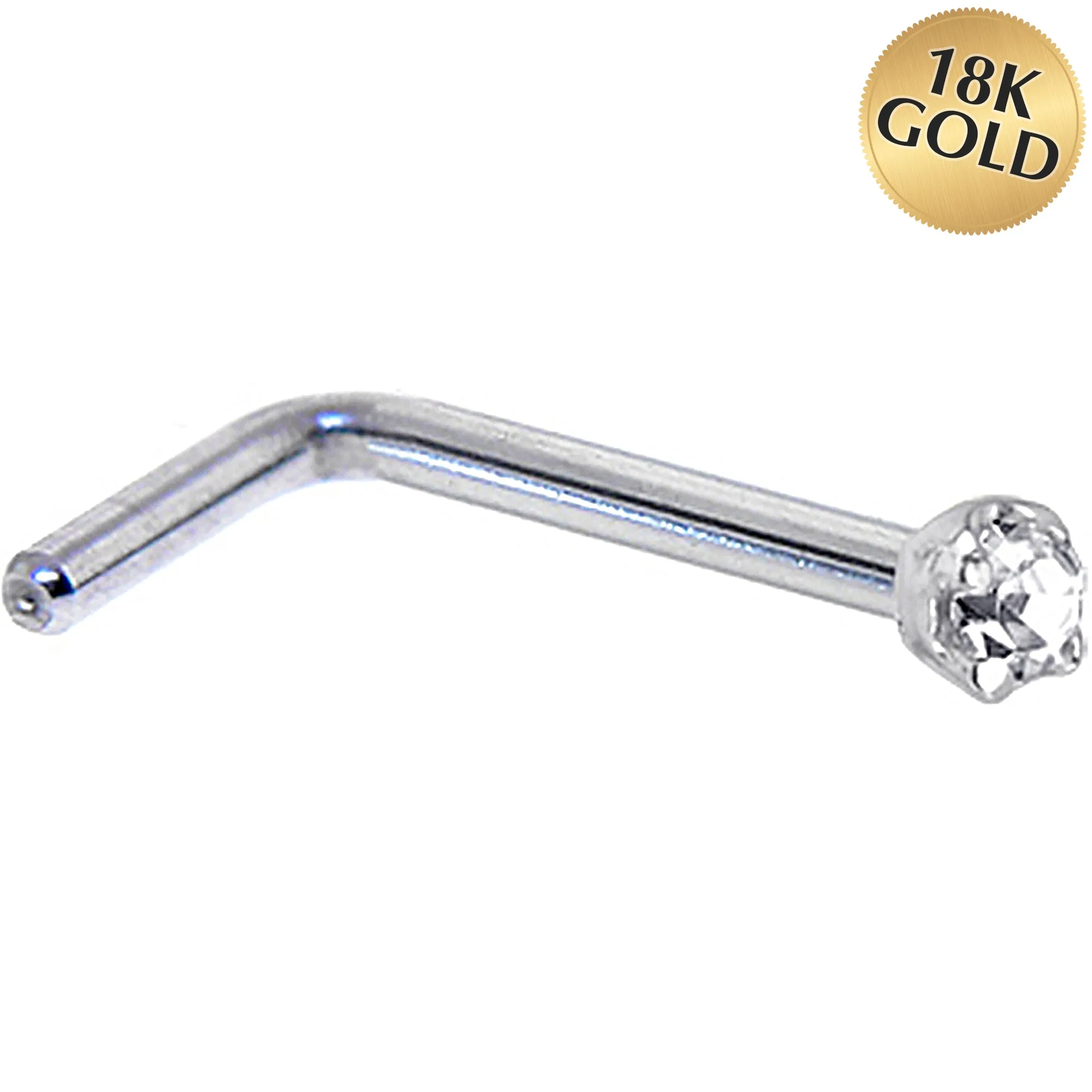 Solid 18KT White Gold (April) 1.5mm Genuine Diamond Nose Ring