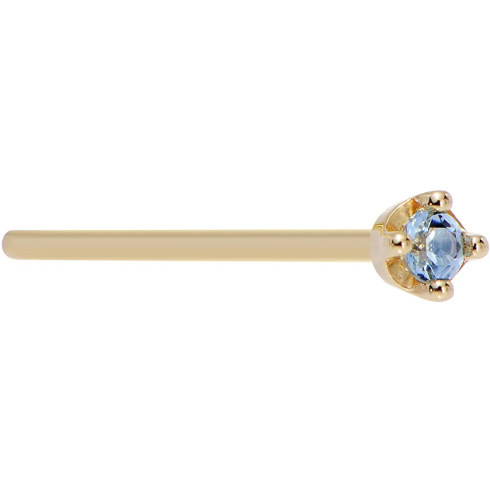 Solid 18KT Yellow Gold (December) 1.5mm Genuine Topaz Nose Ring