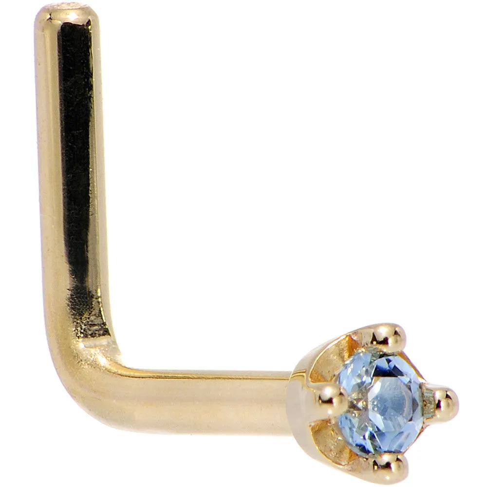 Solid 18KT Yellow Gold (December) 1.5mm Genuine Topaz Nose Ring
