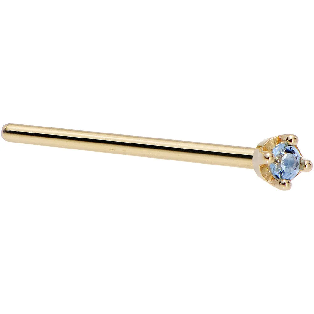 Solid 18KT Yellow Gold (December) 1.5mm Genuine Topaz Nose Ring