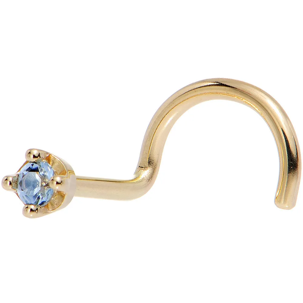 Solid 18KT Yellow Gold (December) 1.5mm Genuine Topaz Nose Ring