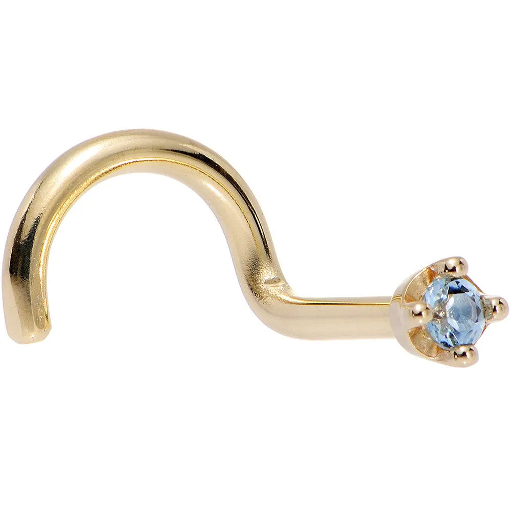 Solid 18KT Yellow Gold (December) 1.5mm Genuine Topaz Nose Ring