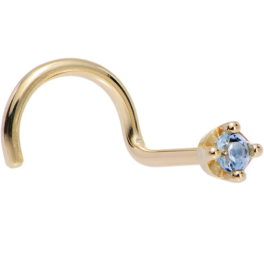 Solid 18KT Yellow Gold (December) 1.5mm Genuine Topaz Nose Ring