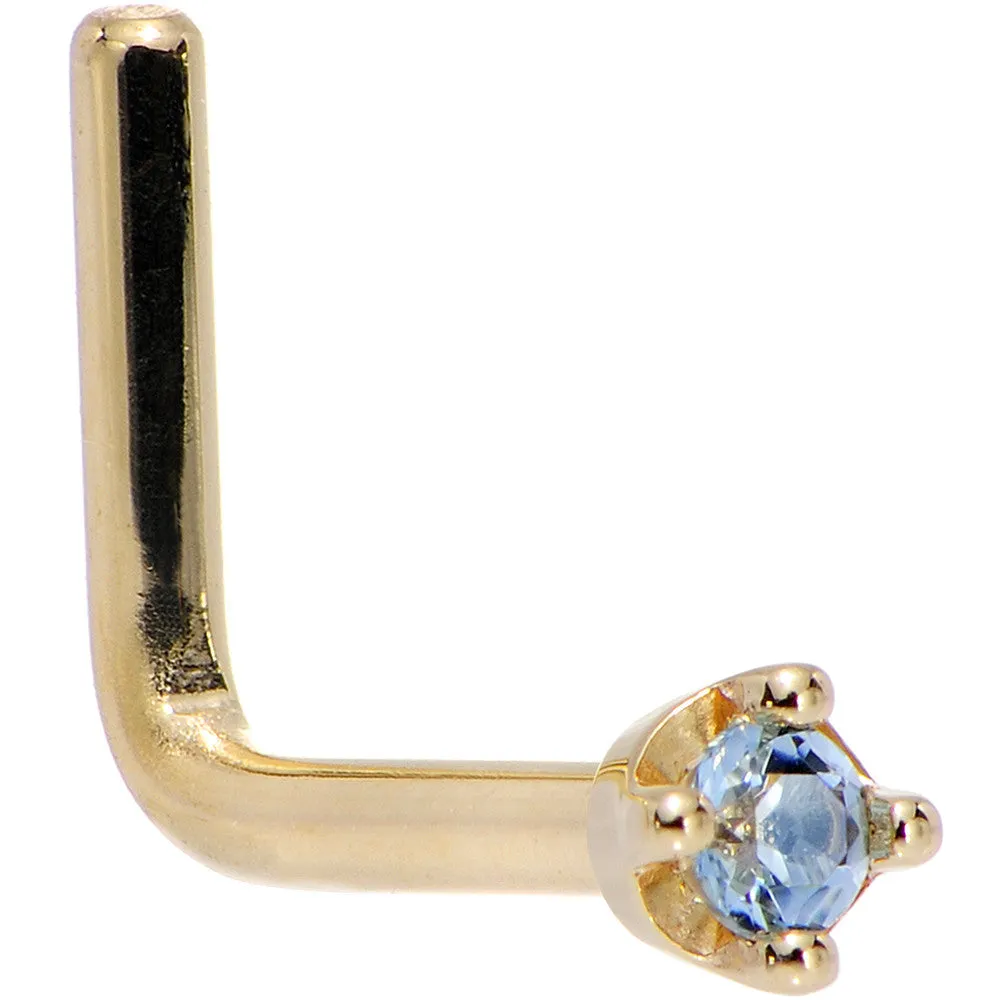 Solid 18KT Yellow Gold (December) 1.5mm Genuine Topaz Nose Ring