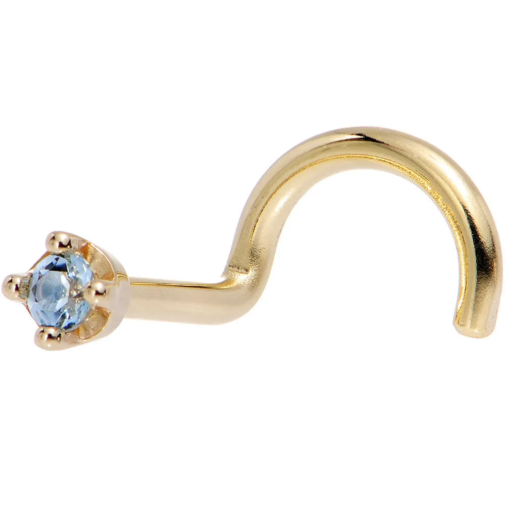 Solid 18KT Yellow Gold (December) 1.5mm Genuine Topaz Nose Ring