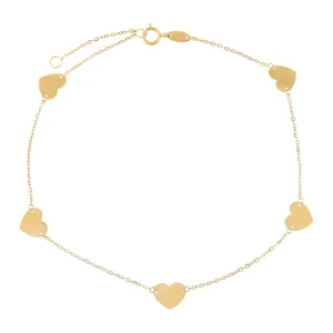 Solid Hearts Anklet 14K