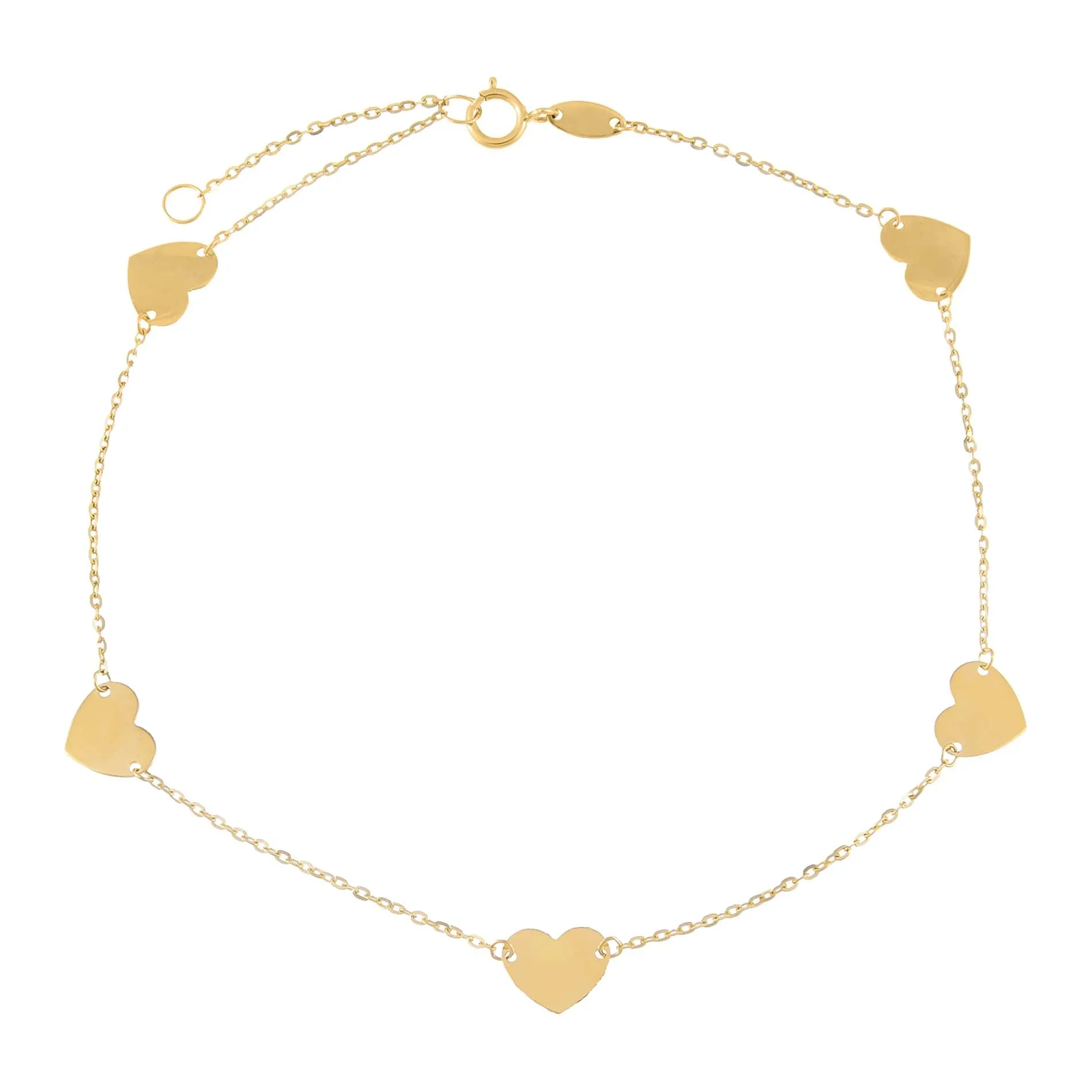 Solid Hearts Anklet 14K