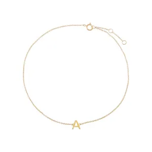 Solid Initial Pendant Anklet 14K