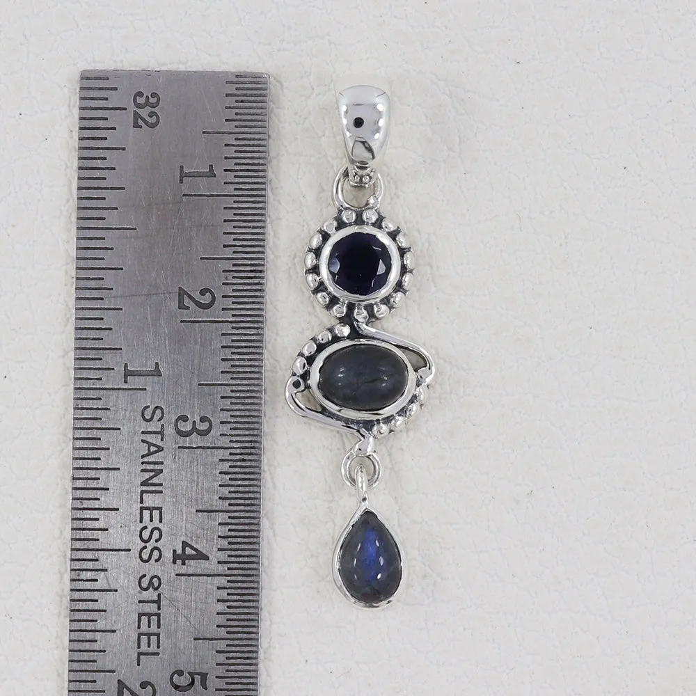 Spectrolite Gemstone Silver Pendant