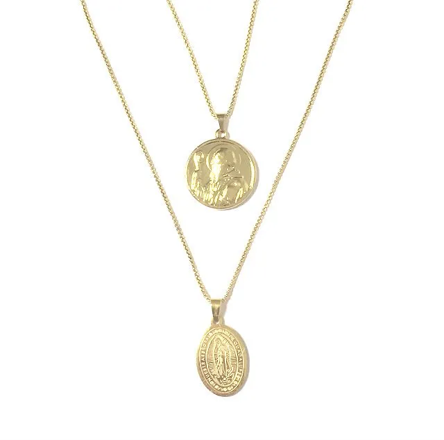 Stacked Guadelupe/Saint Pendant