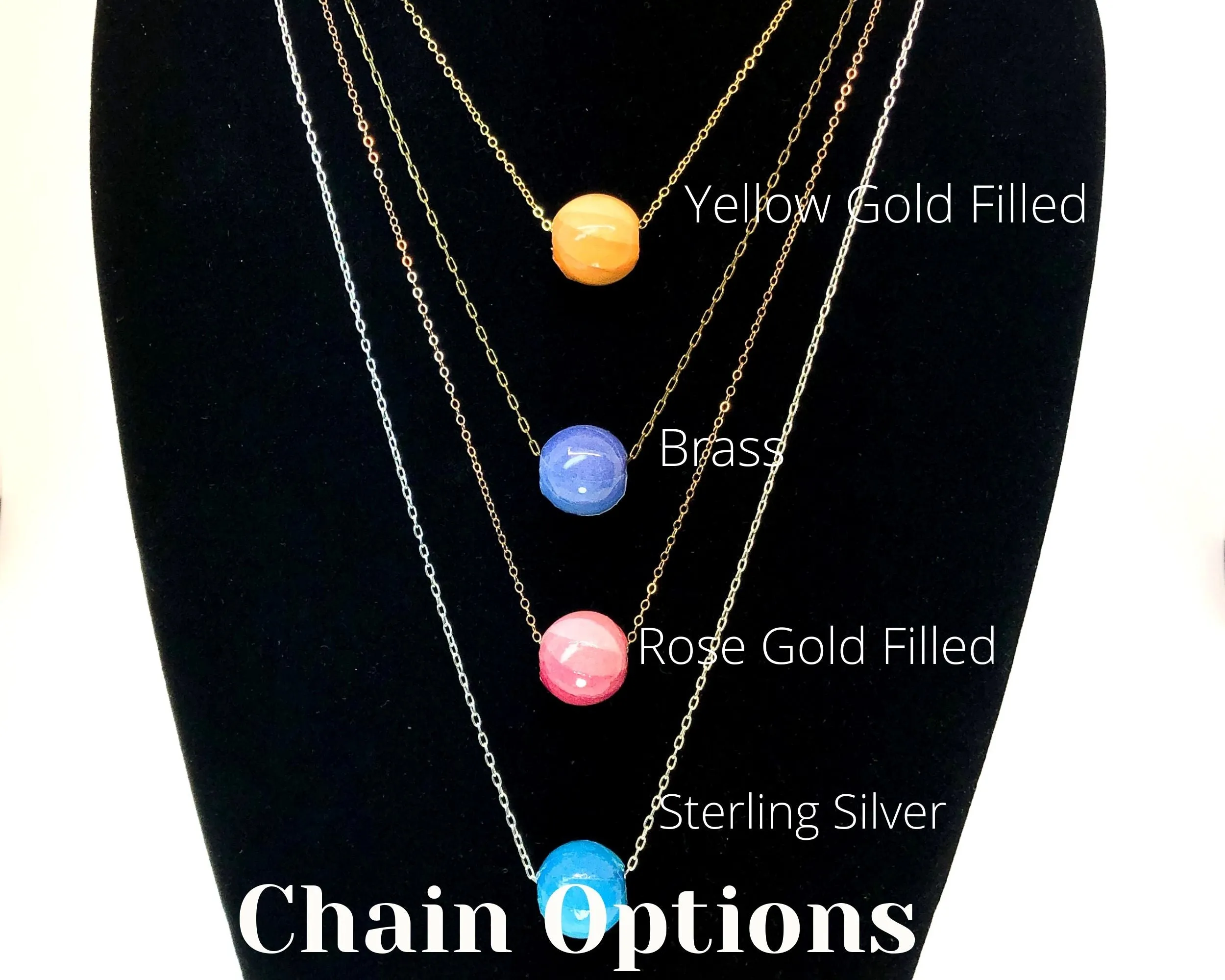 Stacking Charm Necklace with Two Handmade Yellow Gold Paper Beads on Chain