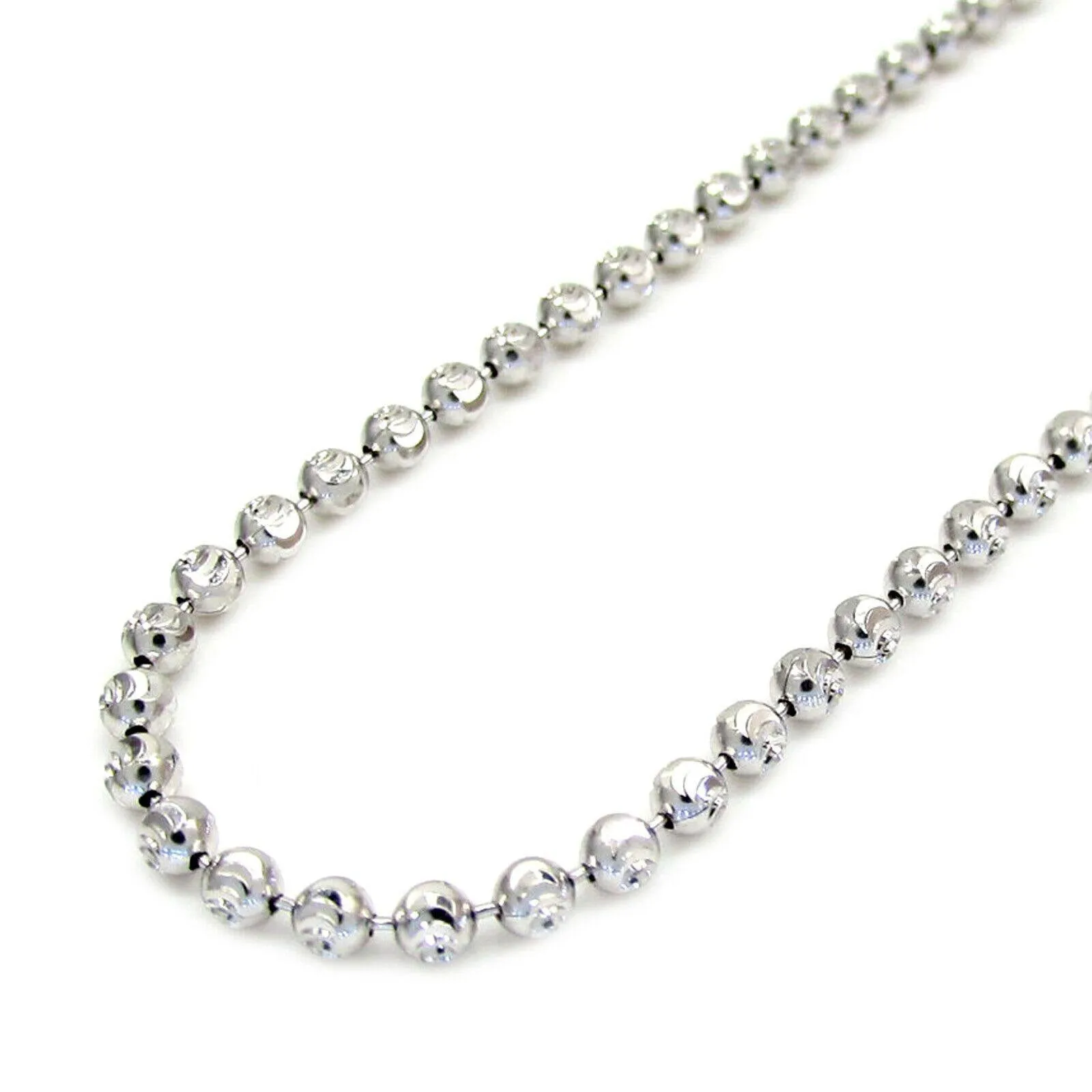 Staggering Solid Diamond Cut Moon Chain 2.5mm 16" in 14K White Gold