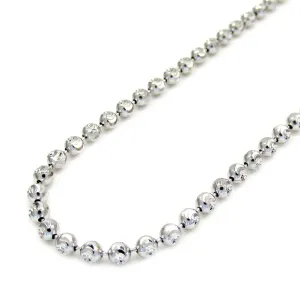 Staggering Solid Diamond Cut Moon Chain 2.5mm 16" in 14K White Gold
