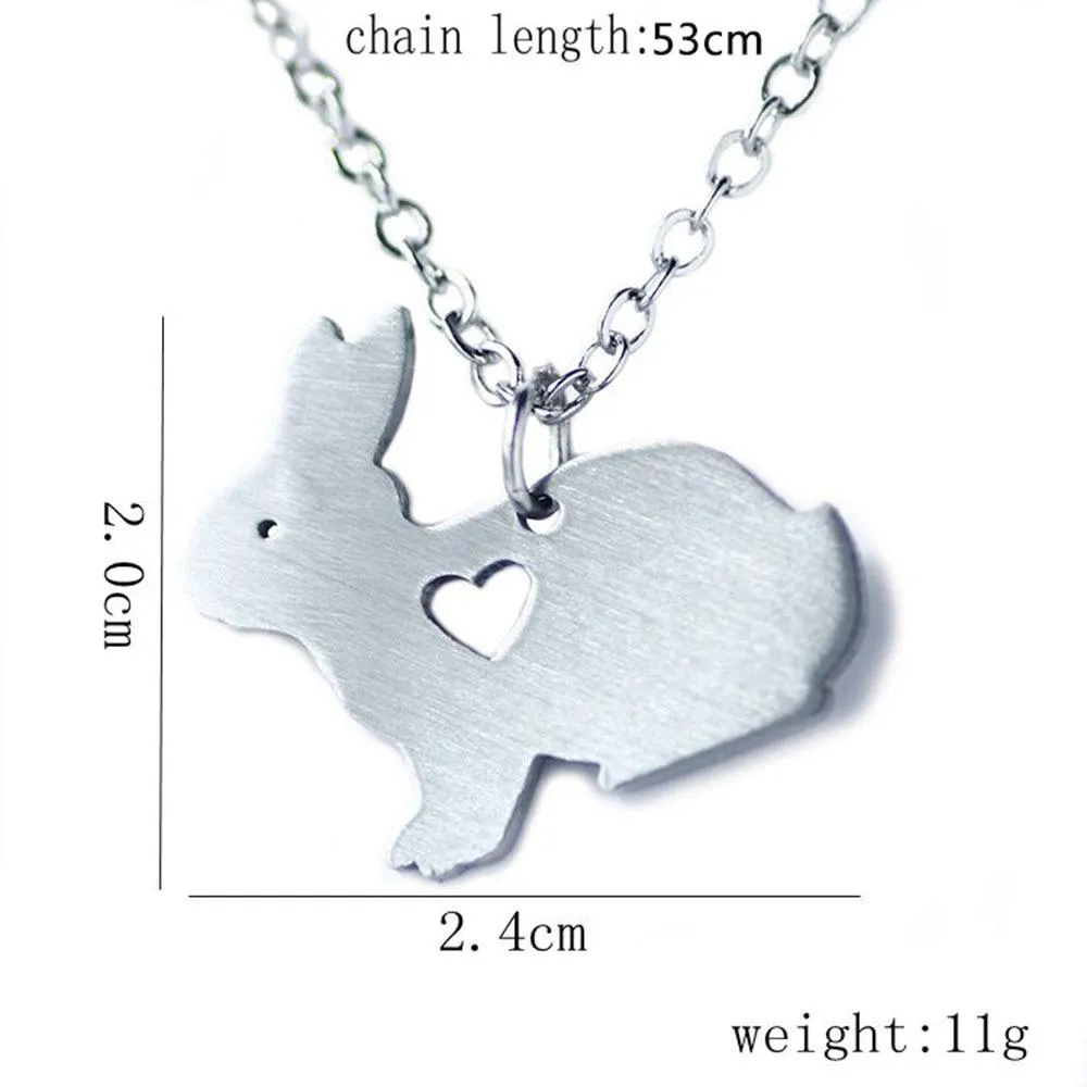Stainless Steel Cute Little Rabbit Engrave Name Pendant Necklace, Best Christmas Gift