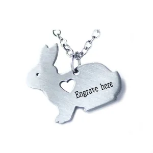 Stainless Steel Cute Little Rabbit Engrave Name Pendant Necklace, Best Christmas Gift