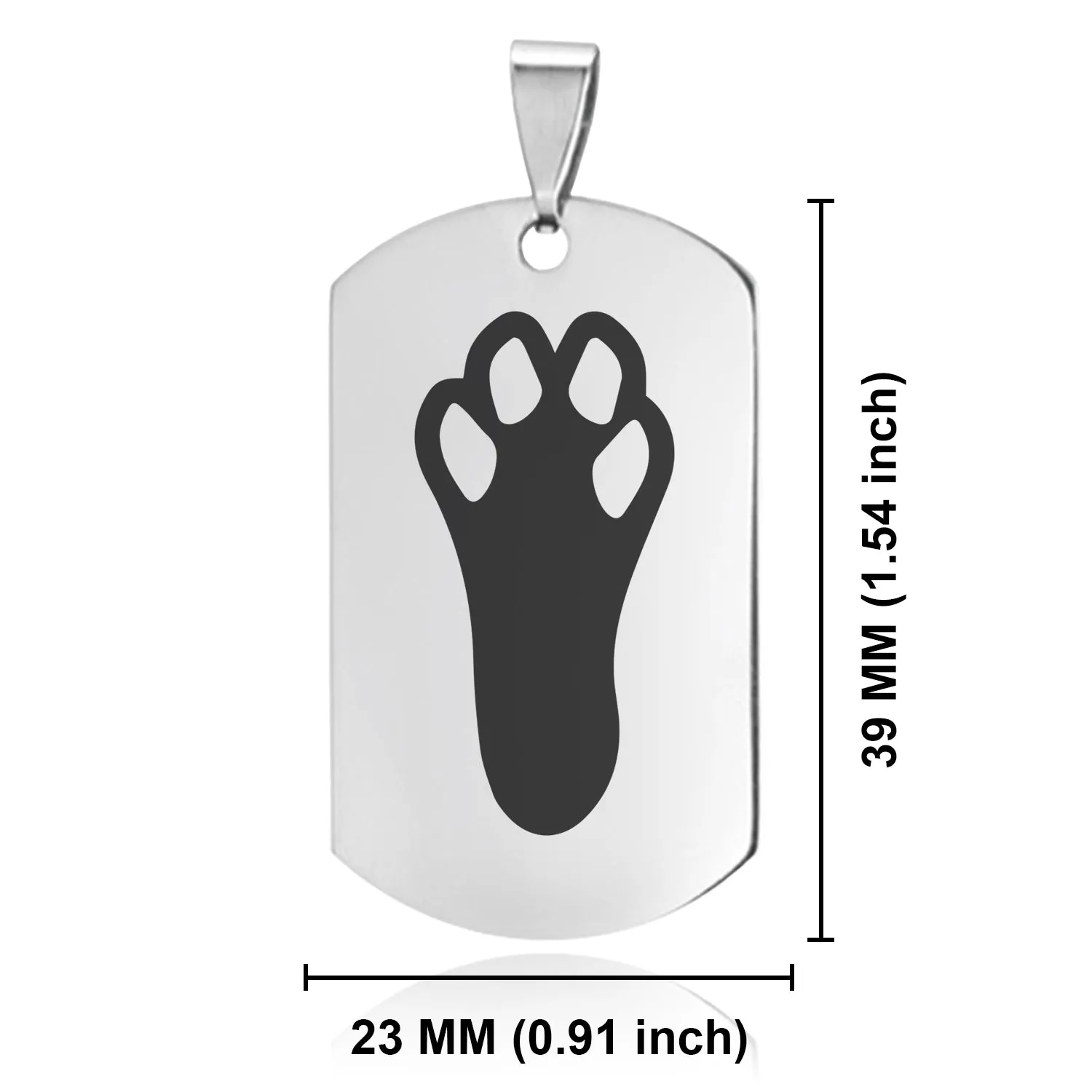 Stainless Steel Rabbit’s Foot Good Luck Charm Dog Tag Pendant