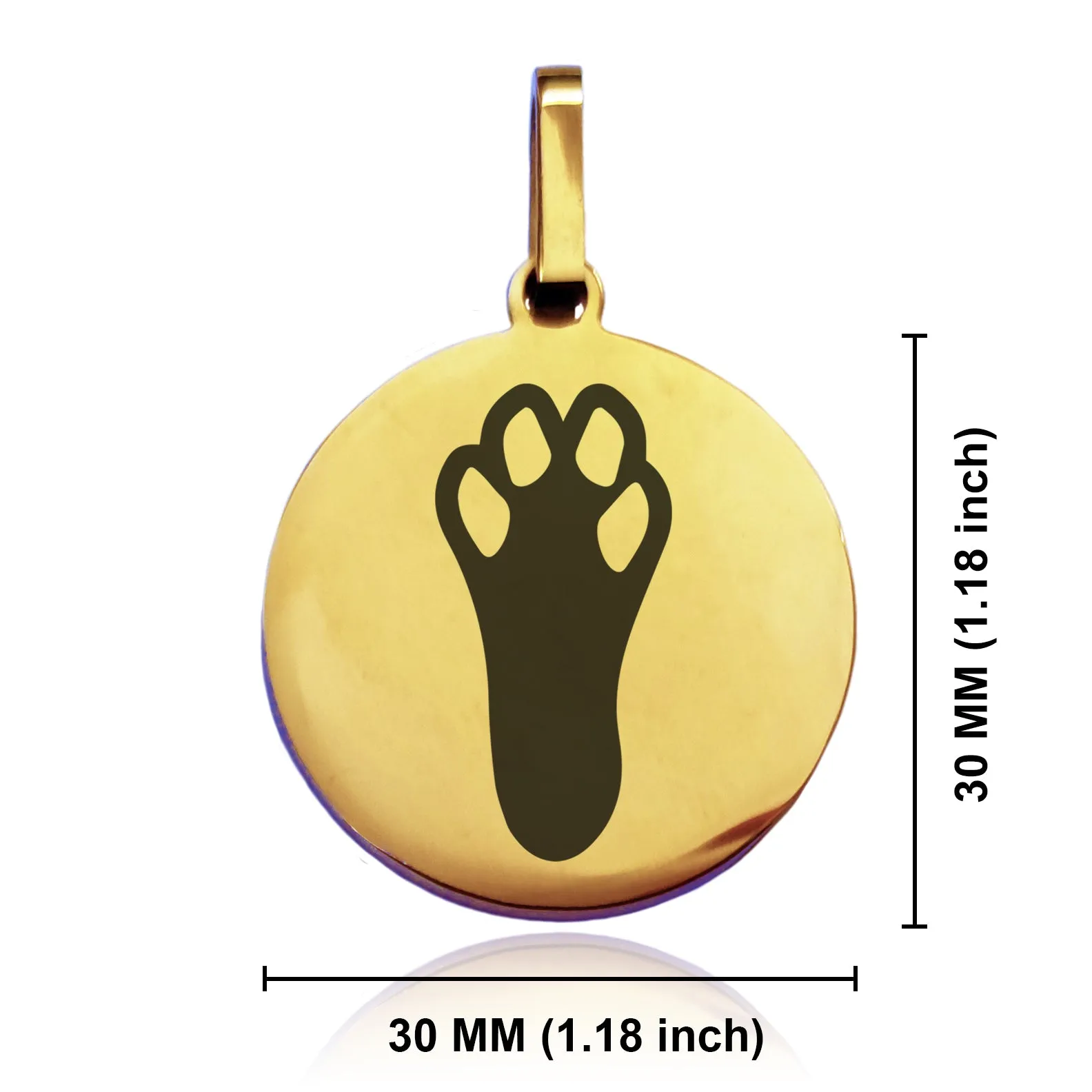 Stainless Steel Rabbit’s Foot Good Luck Charm Round Medallion Pendant