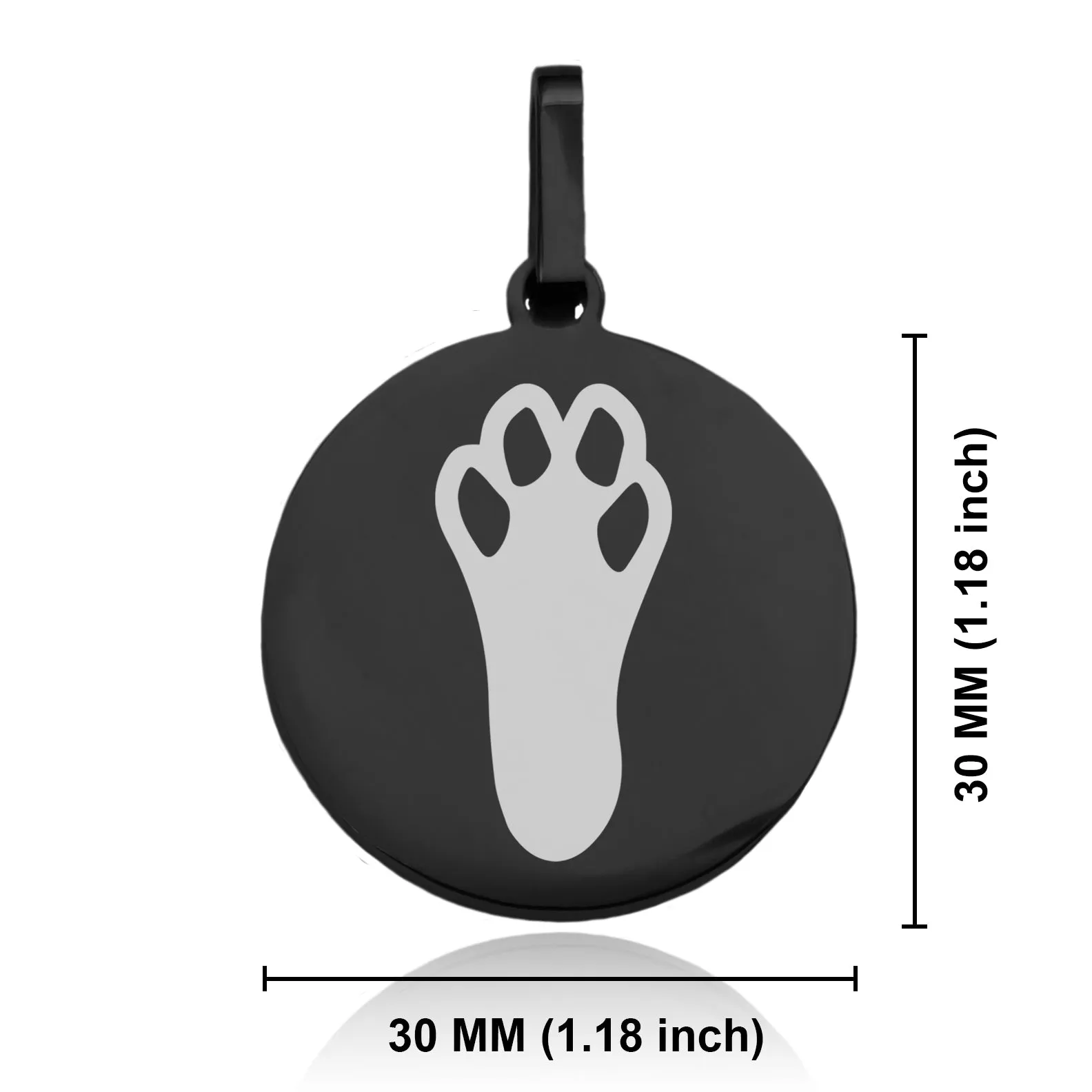 Stainless Steel Rabbit’s Foot Good Luck Charm Round Medallion Pendant