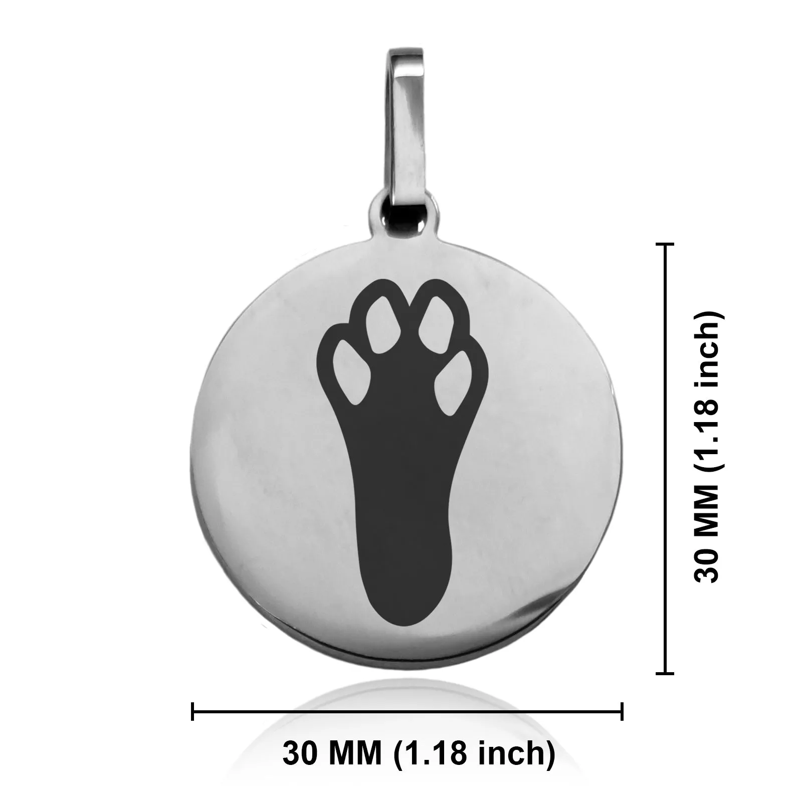 Stainless Steel Rabbit’s Foot Good Luck Charm Round Medallion Pendant