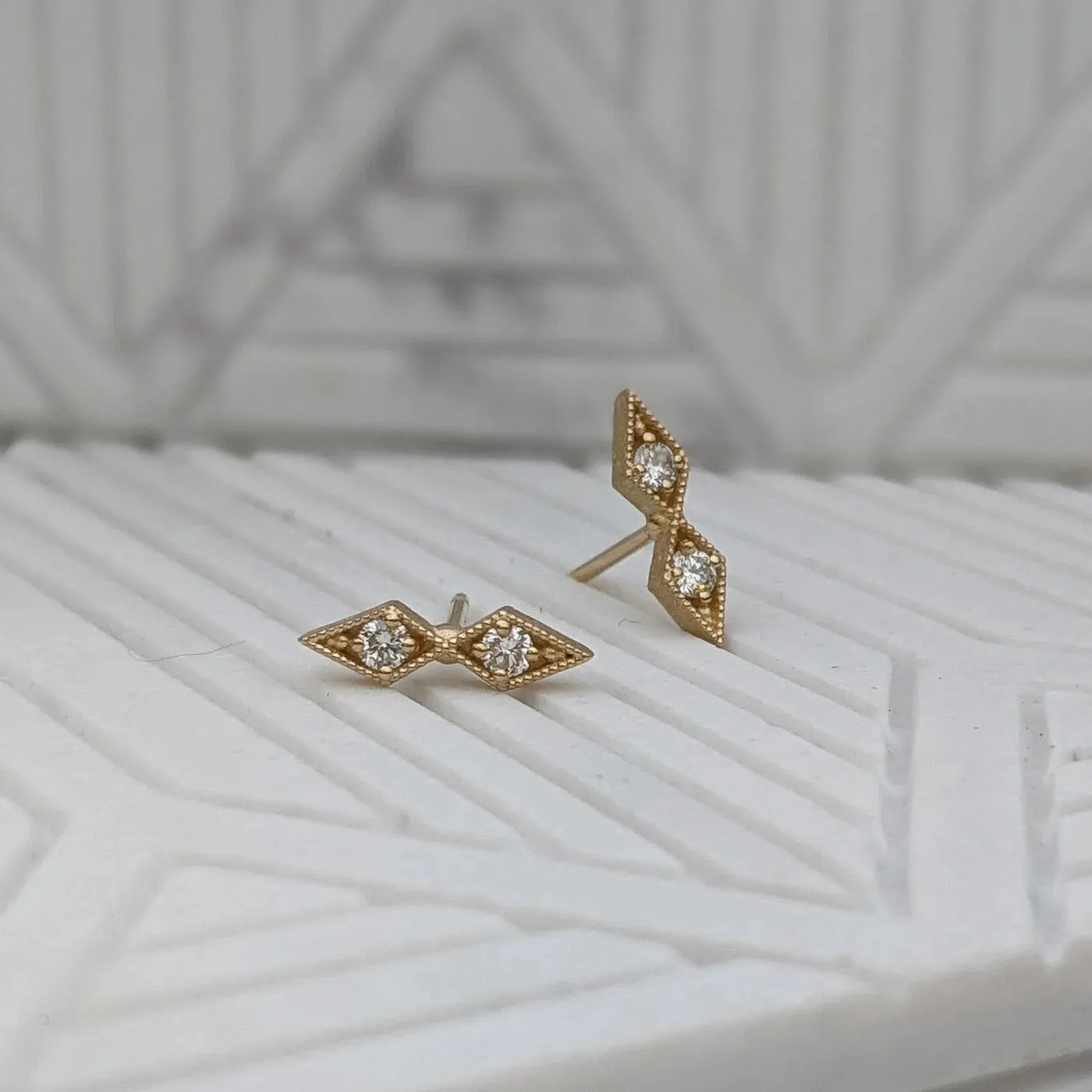 Stephanie Ellis Diamond Double Star Stud Earrings