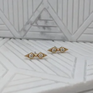 Stephanie Ellis Diamond Double Star Stud Earrings
