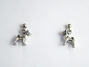 Sterling Silver 3mm ball stud w/tiny Akita Inu dangle earrings-dog-Shiba, Akitas