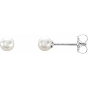 Sterling Silver 4-4.5 mm Freshwater Cultured Pearl Earrings