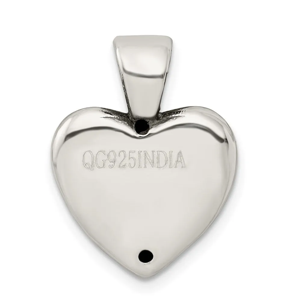 Sterling Silver Antiqued Heart Baby Foot Pendant