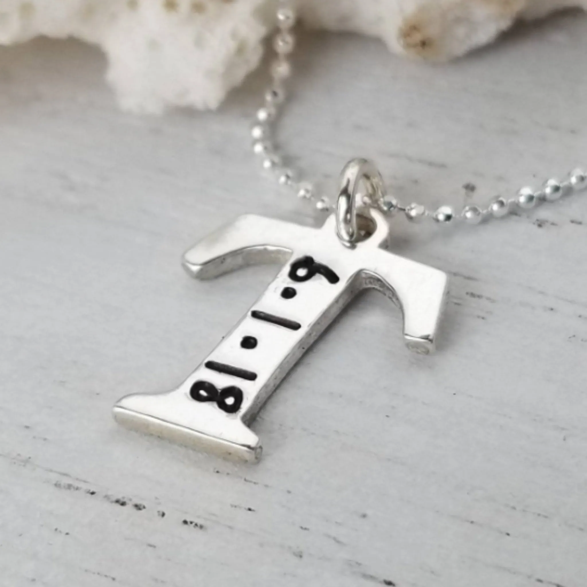 Sterling Silver Birth Date Initial Necklace